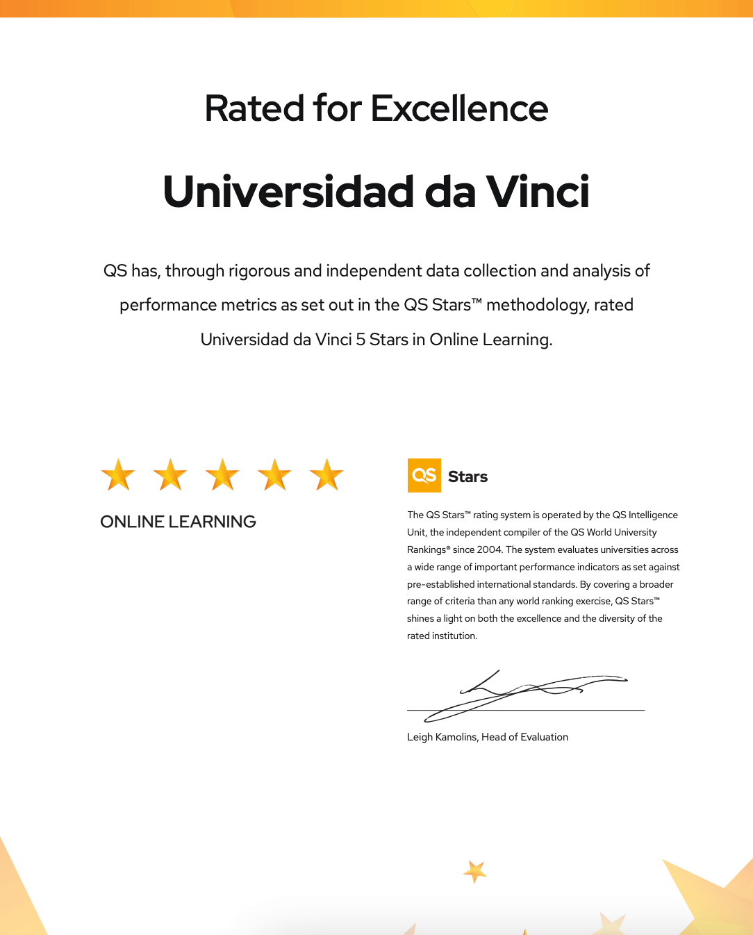  5 estrellas en Aprendizaje en Línea